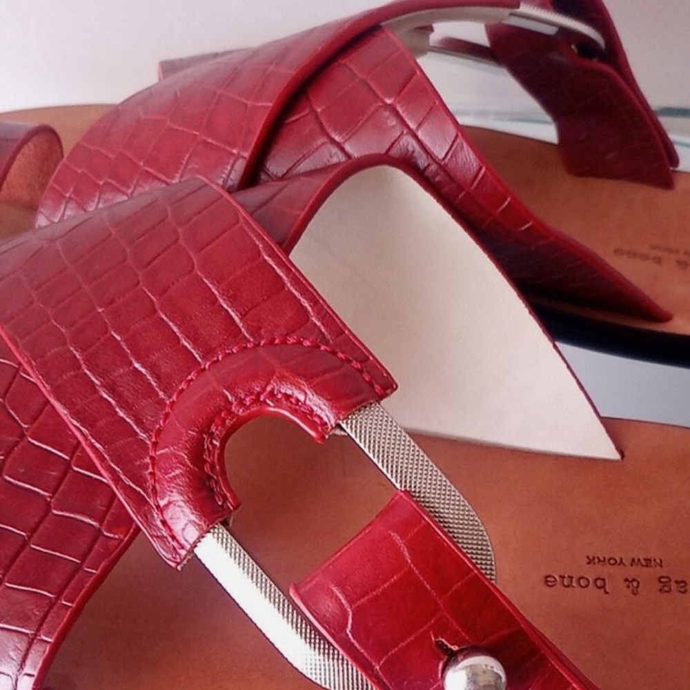 RAG & BONE August Rouge Croco Leather Slide Sandal sz. 39 - Picture 5 of 5